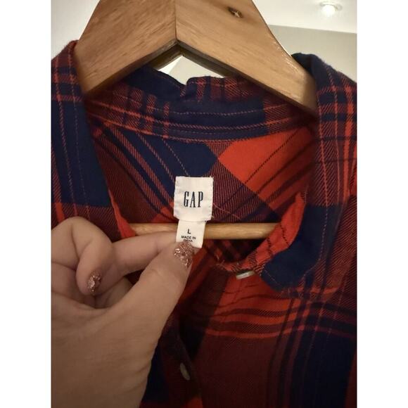 GAP Buffalo Plaid Flannel Shirt Red Black Medium - Picture 4 of 5